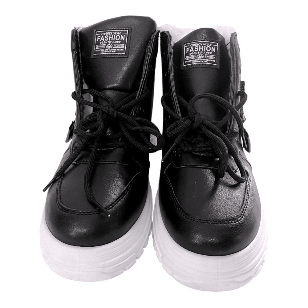 Women Black  White Sole Ankle Sneaker Boot Fashion Evolutions Best Classic Sz 9